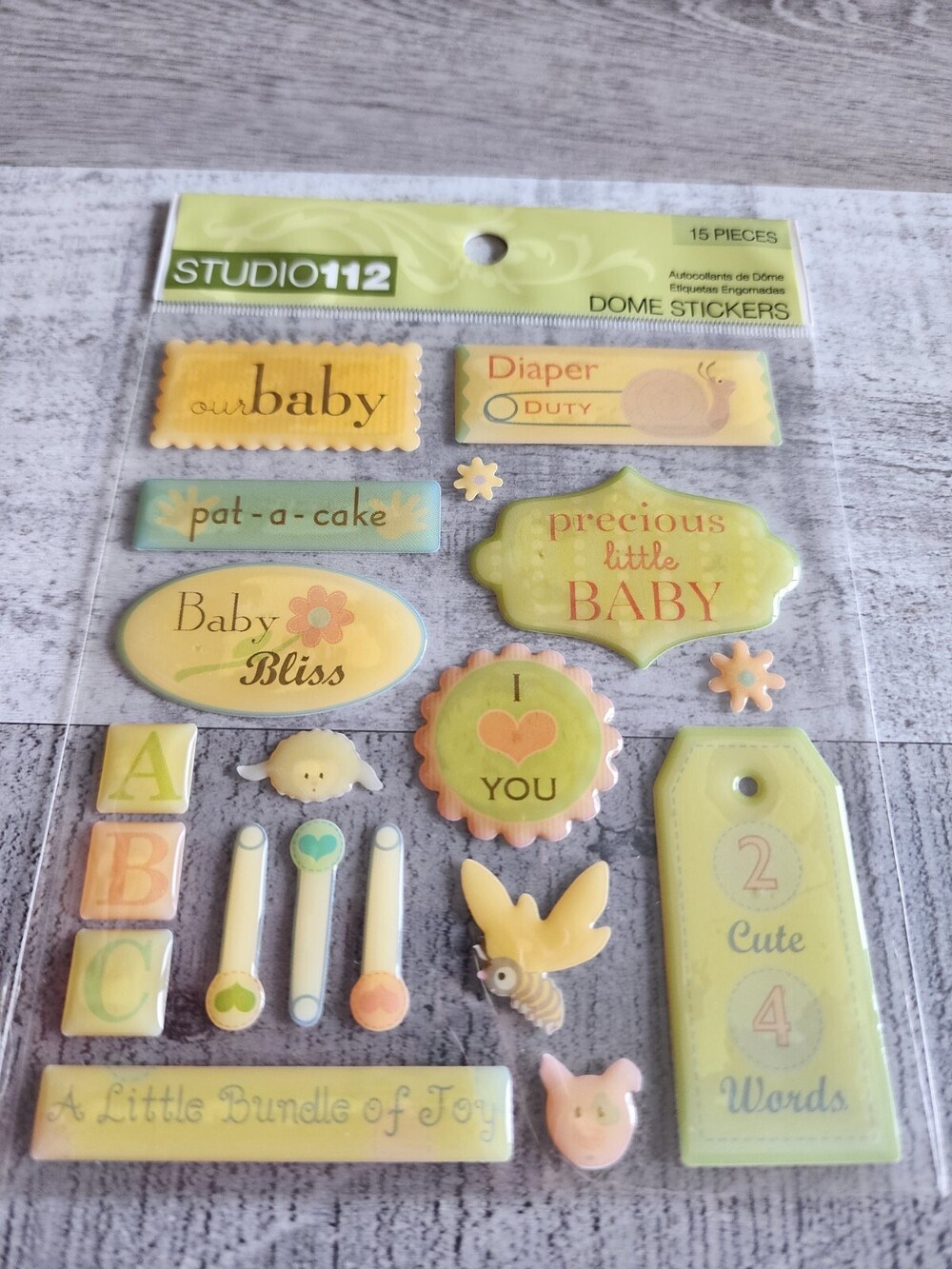 Baby 3D Epoxy Words Stickers Scrapbook Cards Studio 112 LOT New #48